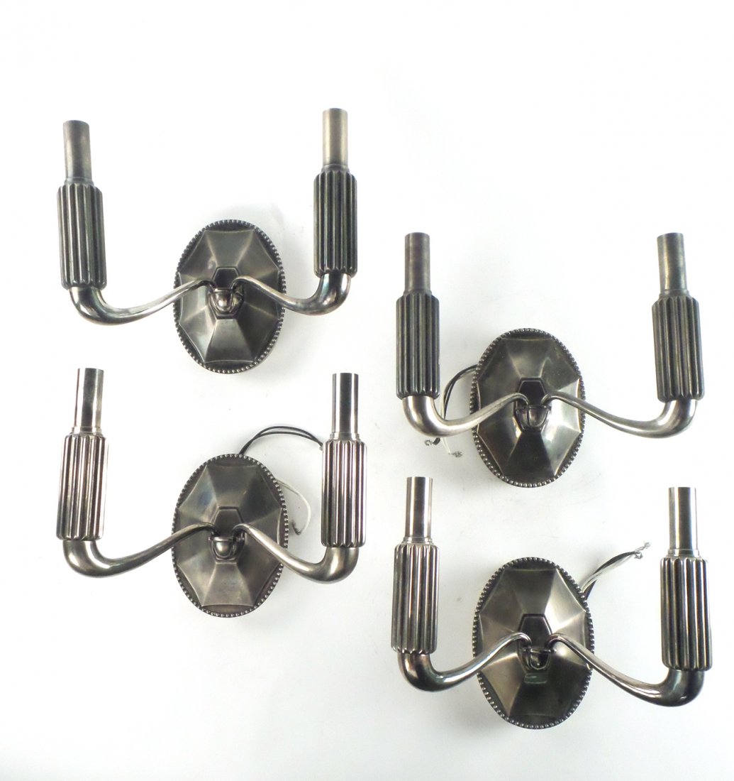 Set of Four Silvered Brass Sconces (1 of 7)