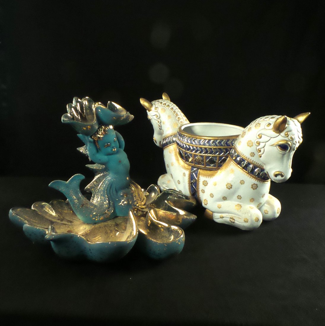 Ceramic Mermaid, Horse Vessel (1 of 8)