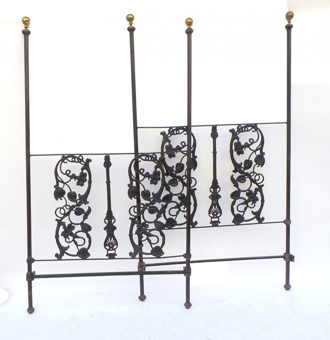Pair of Black-Painted Iron Tester Beds (1 of 7)