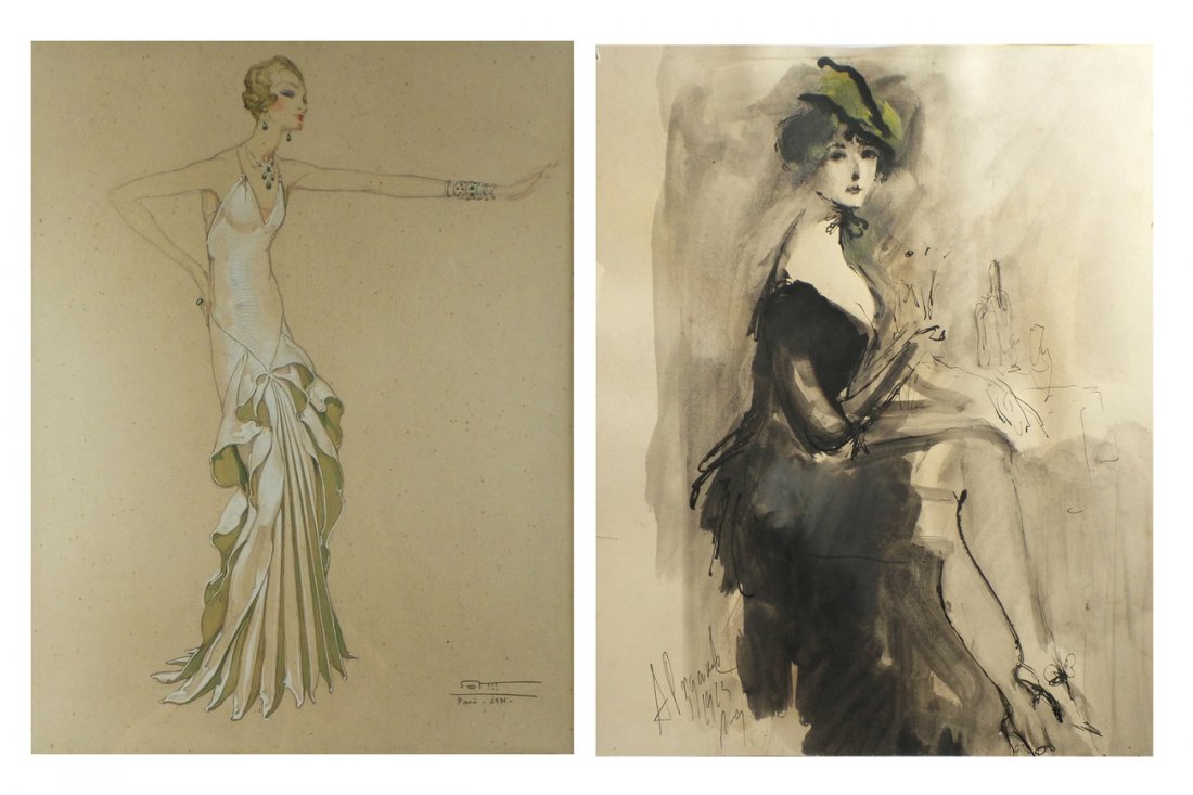 Two Early 20th C. Drawings of Women (1 of 5)