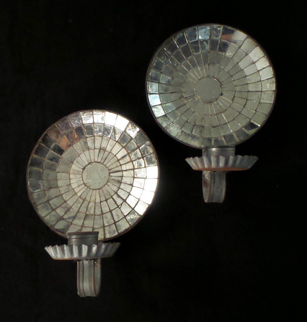 Pair of Mirrored Metal Sconces (1 of 5)