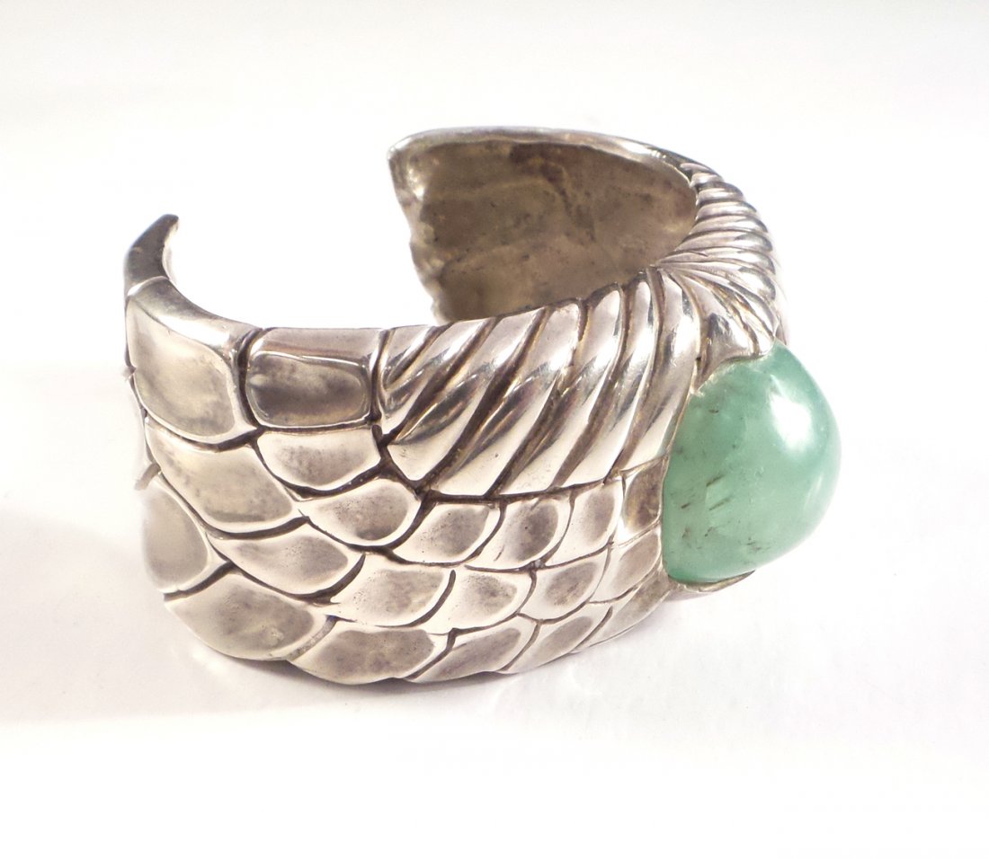 Sterling and Cabochon Emerald Bracelet (1 of 6)