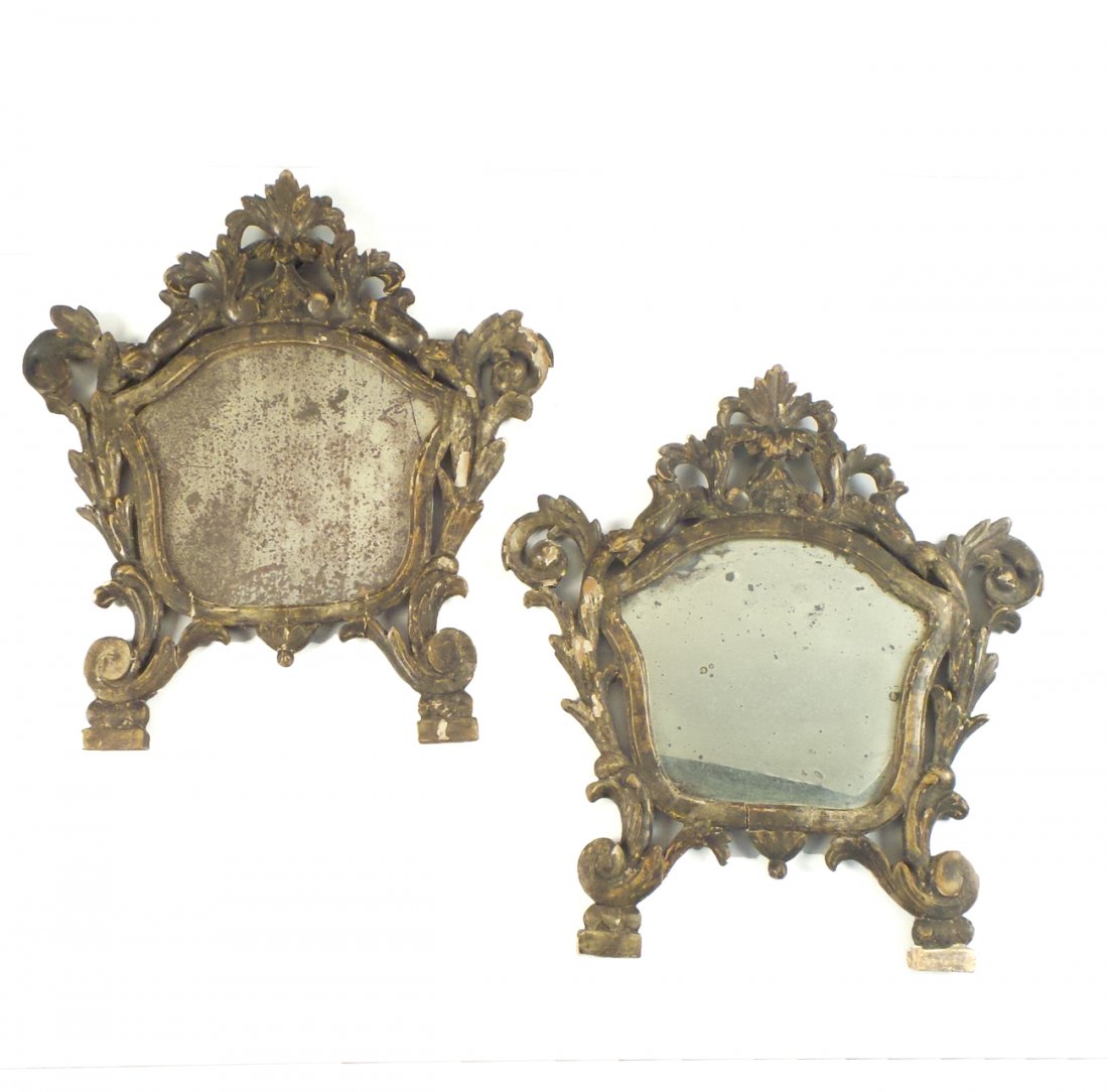 Pr Italian Silvered Carved Wood Mirrors (1 of 4)