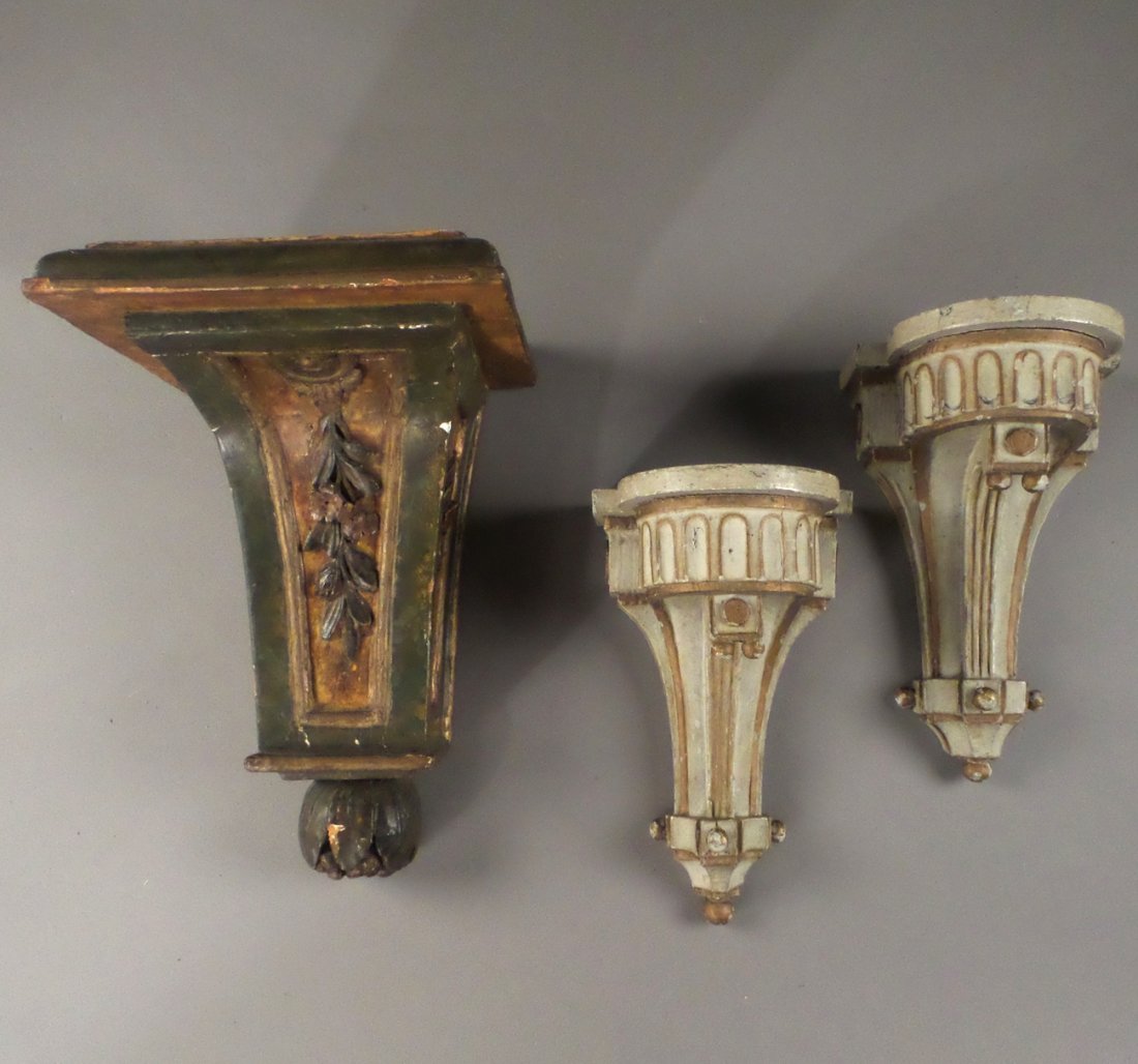 Three Painted Carved Wood Brackets (1 of 8)