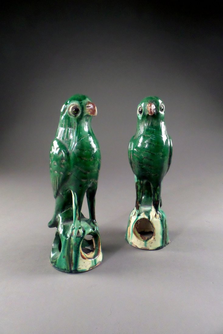 Pair of Chinese Terracotta Parrots (1 of 5)