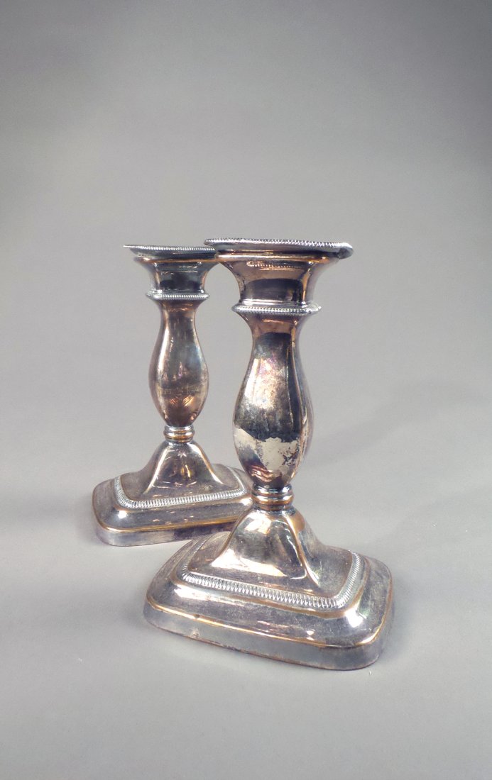Old Sheffield Silver Plate Candlesticks (1 of 4)