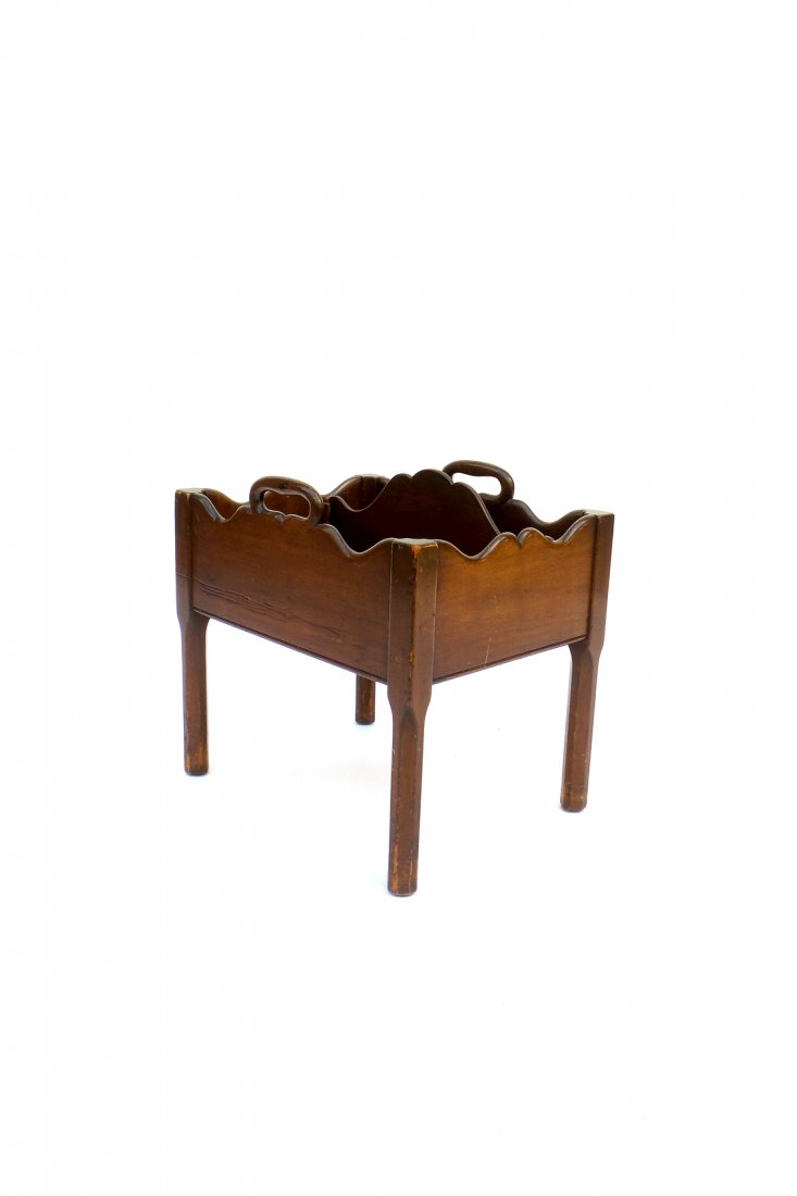 English-Style Canterbury: English-style canterbury/magazine stand. [17" x 13" x 15" H]. Scratches, wear as with age.
