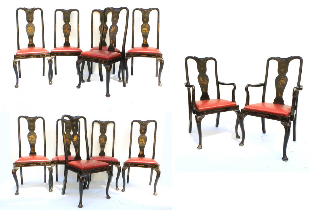 Set of 12 Chinoiserie Dining Chairs (1 of 10)