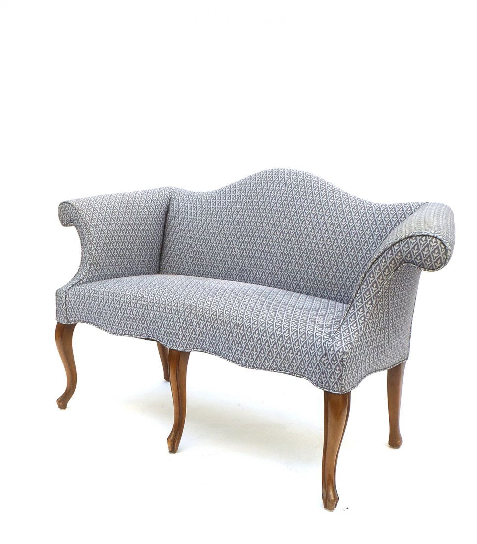 Fruitwood Camel Back Settee (1 of 8)