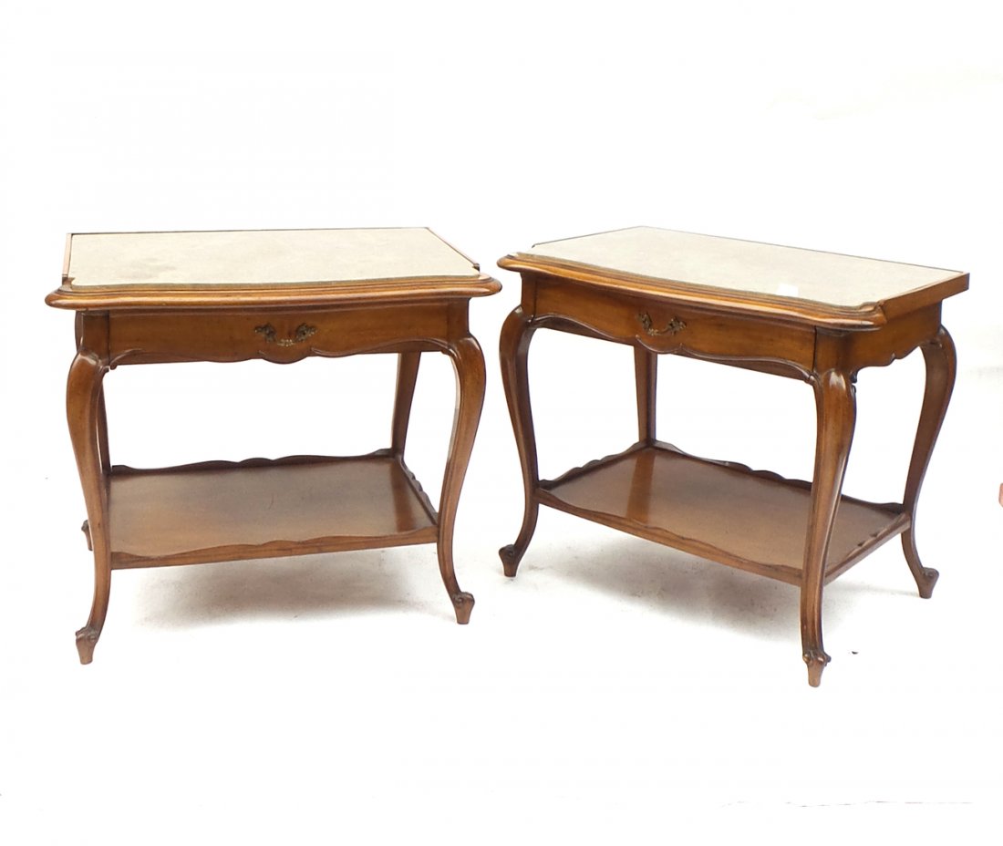 Pair of Provincial Marble Top Tables (1 of 6)