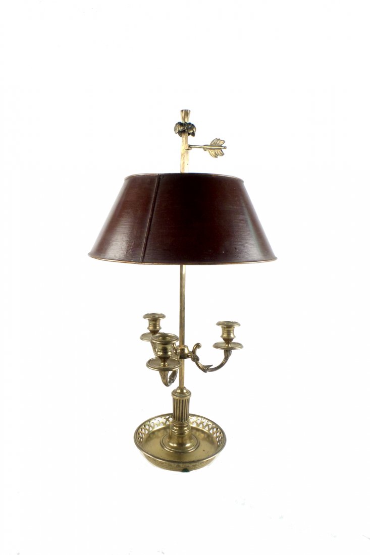 Empire-Style Brass Bouillotte Candelabra Lamp (1 of 4)
