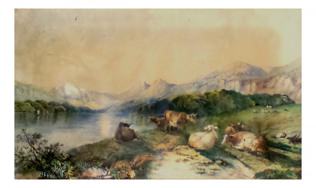 19th C. Watercolor, Pastoral Landscape (1 of 4)