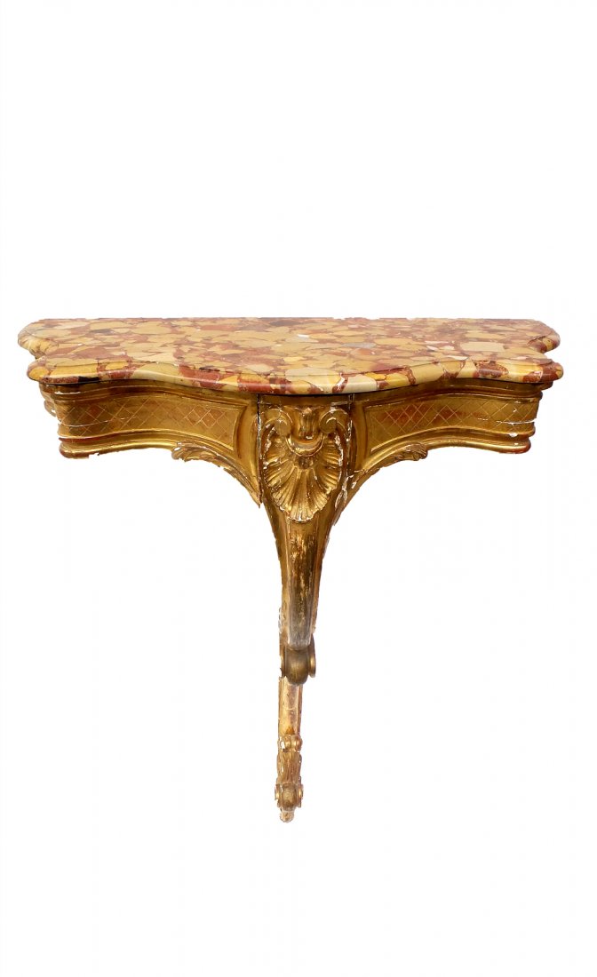 Gilt Wood Marble Top Wall Console (1 of 4)