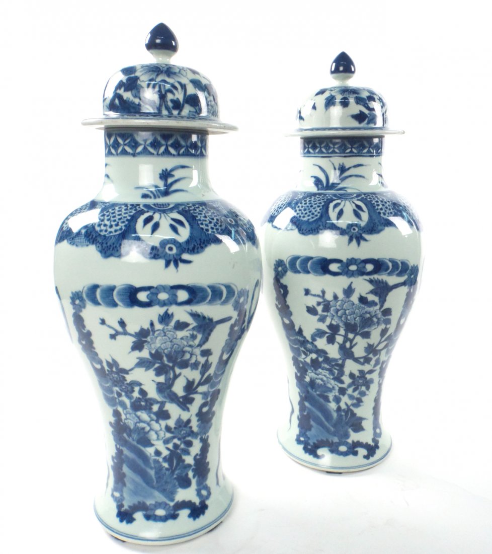 Pair of Chinese Blue and White Jars (1 of 6)