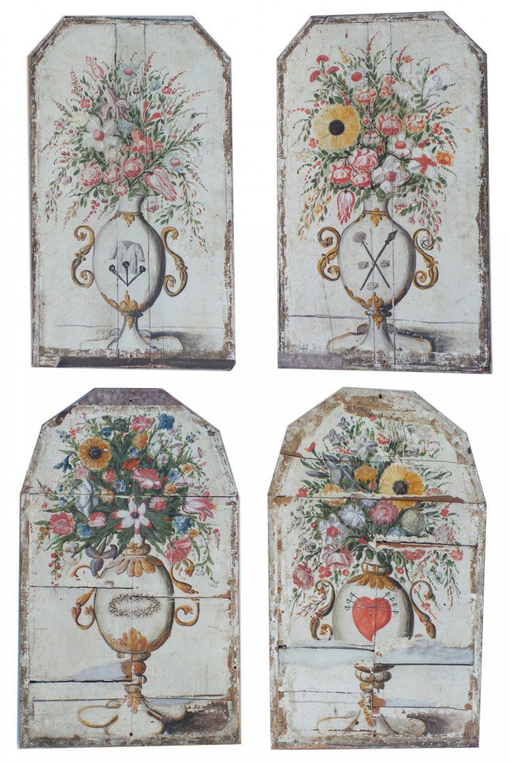 Four Antique Still Life Panels with Christian Symbols (1 of 10)