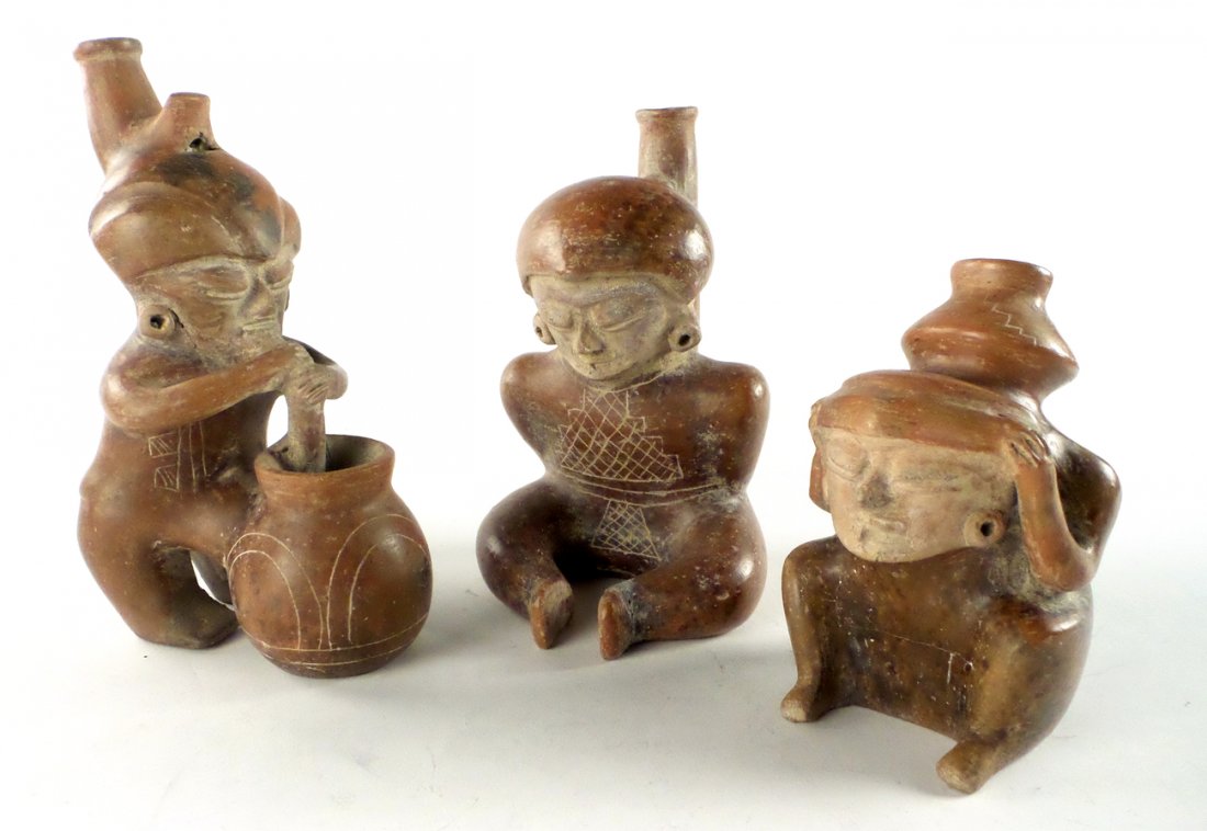 Three Pre-Columbian-Style Seated Vessels (1 of 6)