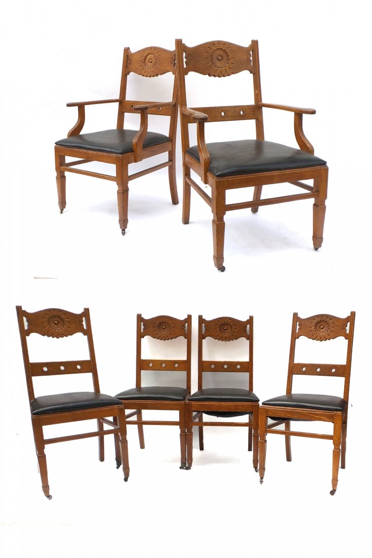 Set of Six Oak Dining Chairs (1 of 10)