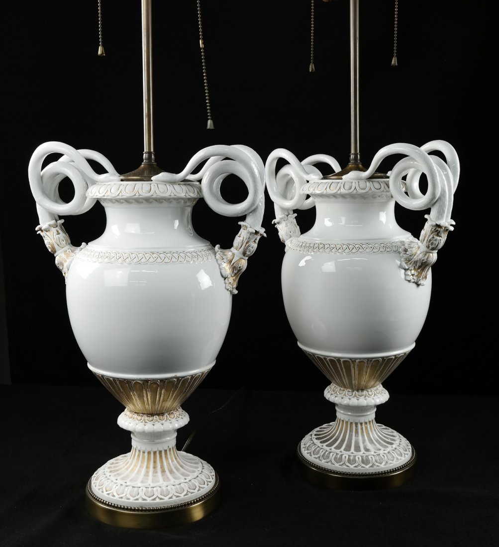 Pair of Meissen Porcelain Lamps (1 of 8)