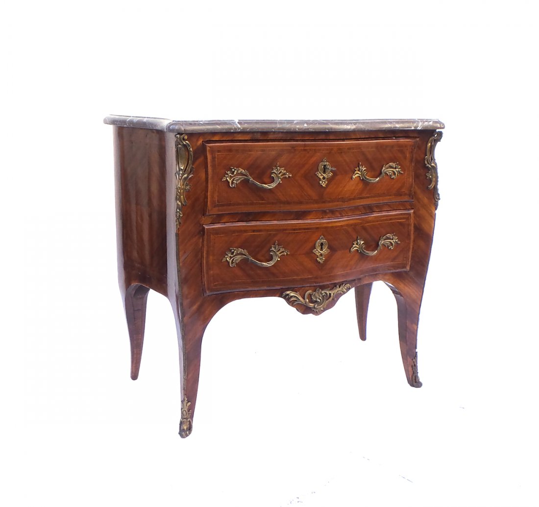 French Parquetry Marble Top Commode (1 of 10)