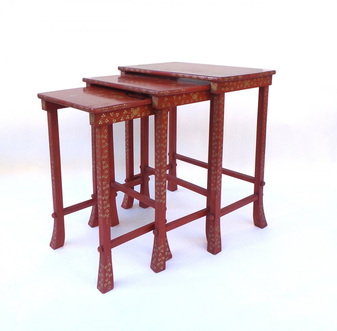 Japanese Red Nest of 3 Tables (1 of 8)
