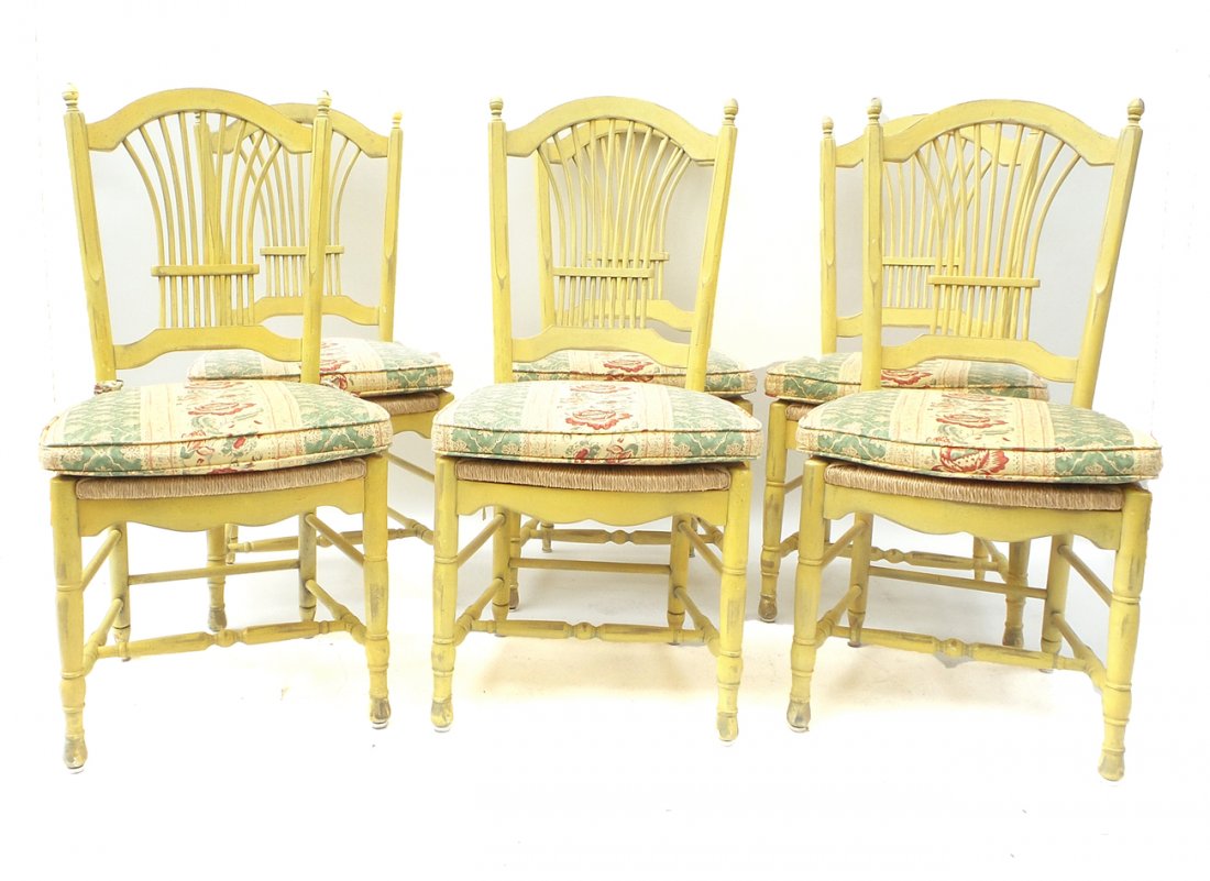 Set of Six Yellow Side Chairs (1 of 6)