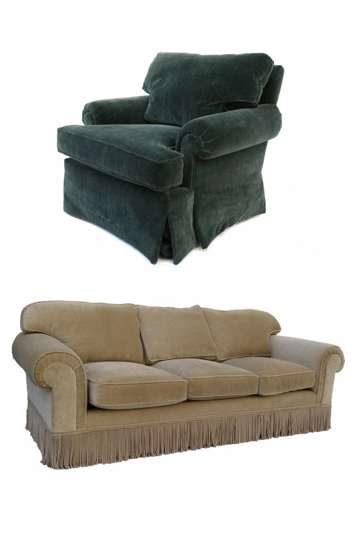 Upholstered Sofa & A Pr. of Club Chairs (1 of 7)