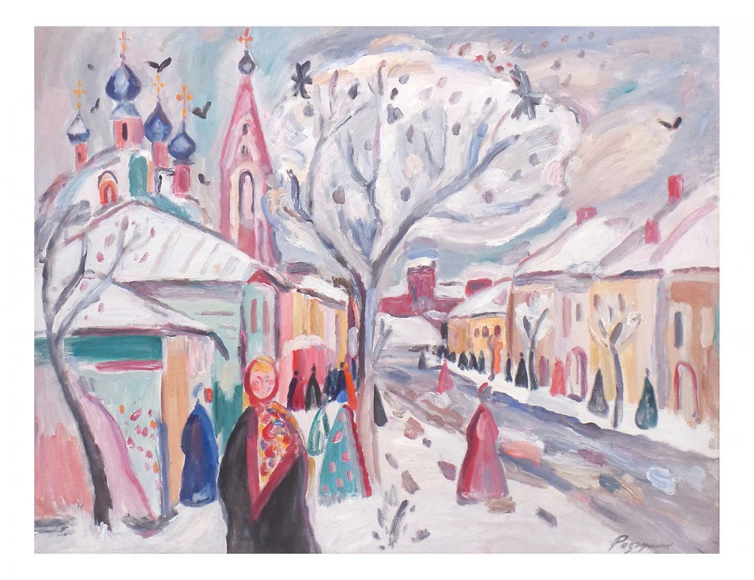 Russian School, O/C - Winter St. Scene (1 of 6)