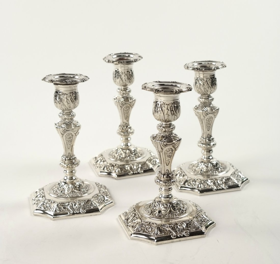 Set of 4 Silver Plated Candlesticks (1 of 8)