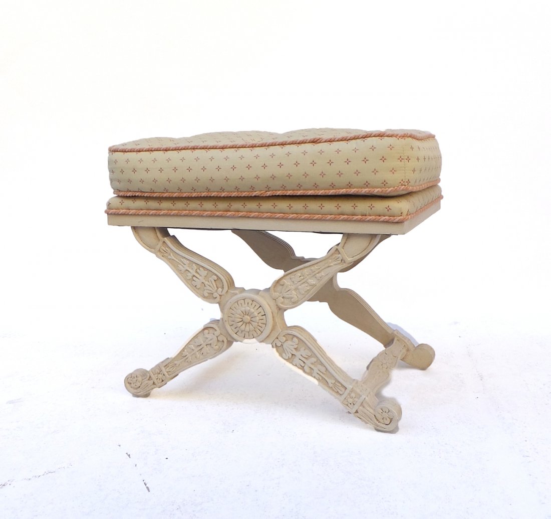 Regency-Style Creme Painted Bench (1 of 5)