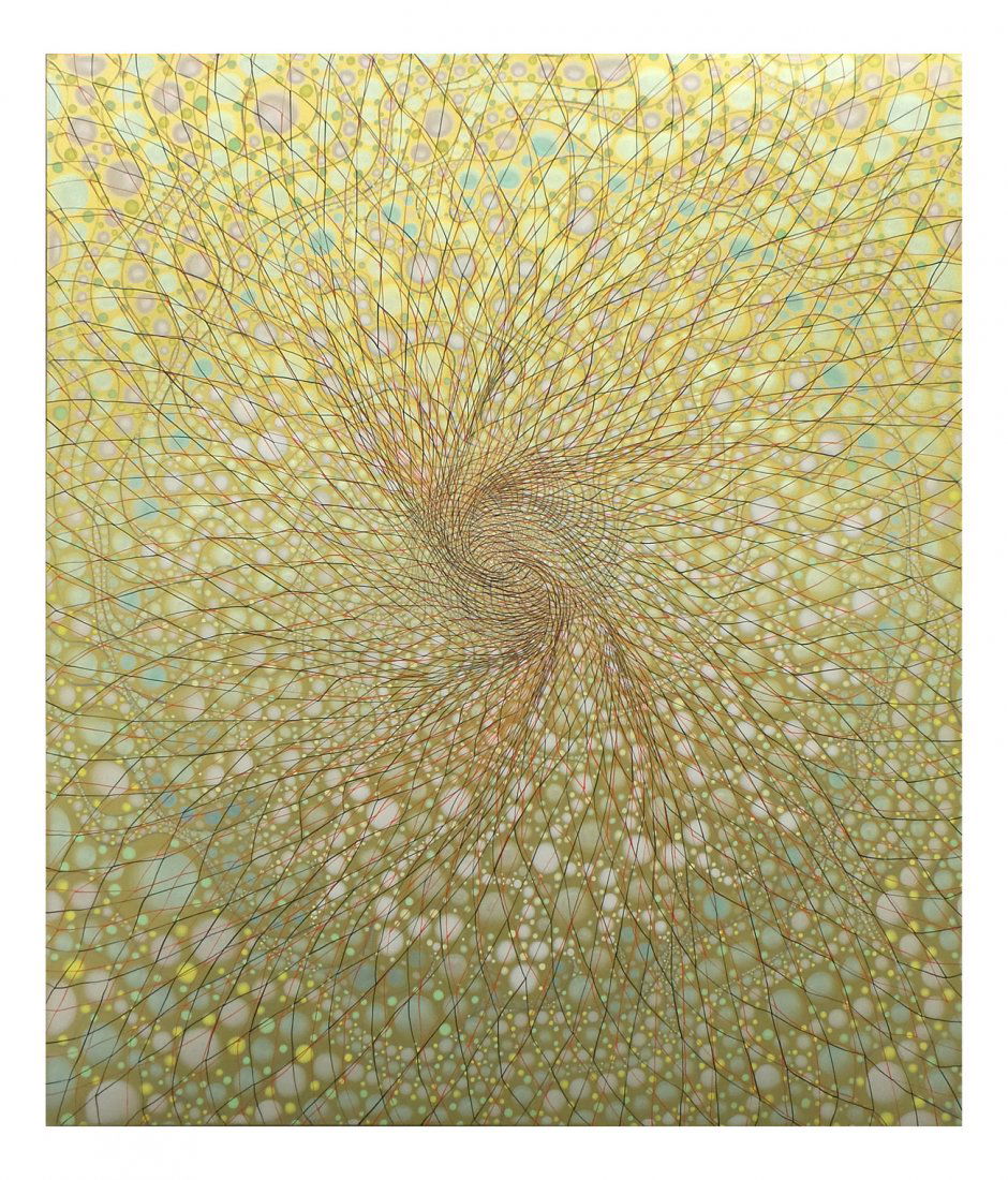 Barbara Takenaga, "Knot": Barbara Takenaga, "Knot," 2008. Signed verso LL. Acrylic on canvas linen. [42" H x 36" W]. DC Moore - gallery label. Good condition.