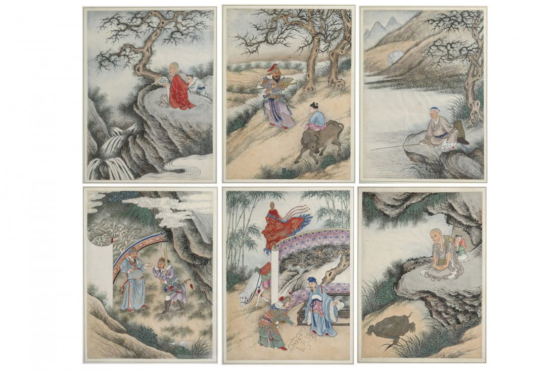 Set of 6 Chinese Watercolors, Landscapes (1 of 10)