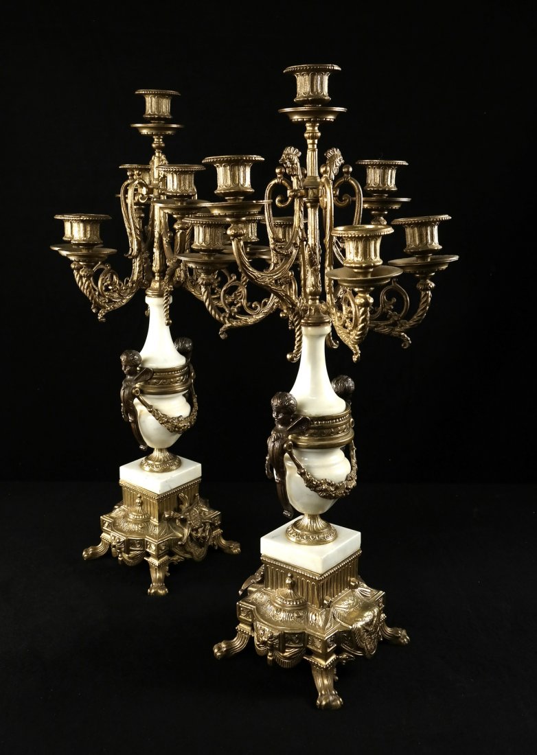 Pair of Marble & Bronze Candelabra (1 of 6)