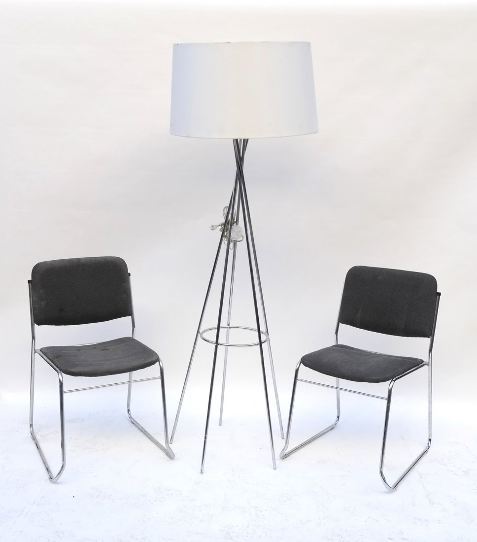 Chrome Floor Lamp and Two Chairs (1 of 5)
