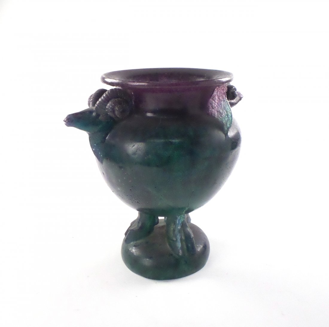 Pate de Verre Ram's Head Urn (1 of 10)