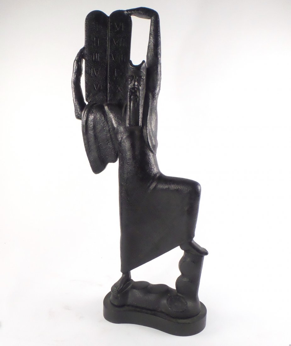 Composition Sculpture of Moses: Composition sculpture of Moses, holding the tablets of The Ten Commandments. [28 1/2" H x 13" L].