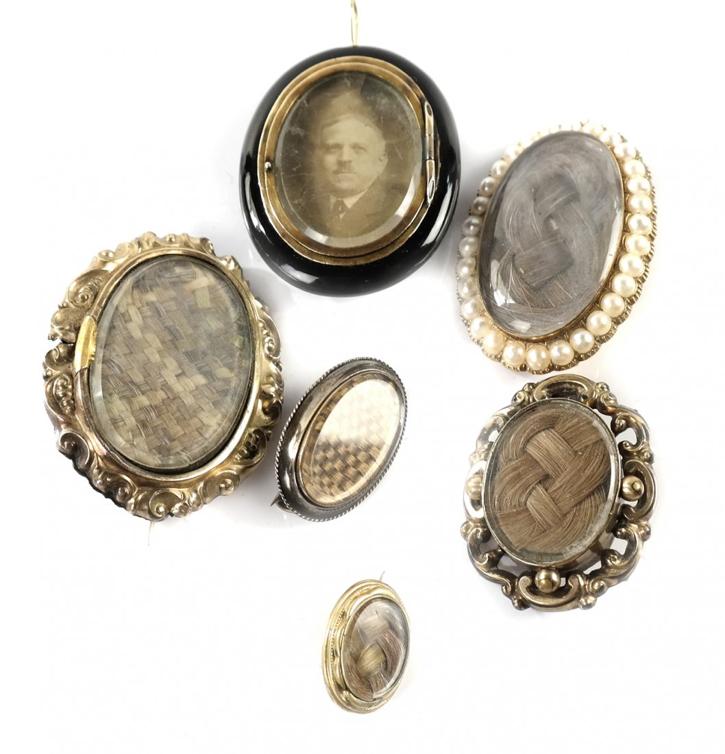 Five Victorian "Hair Work" Pins (1 of 4)