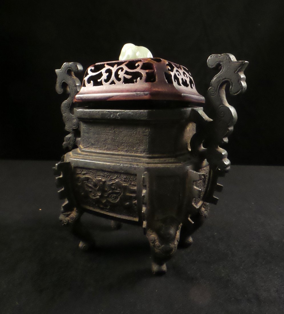 Asian Bronze and Wood Covered Vessel (1 of 6)
