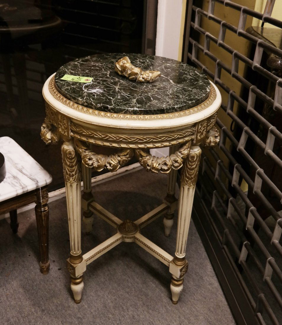 Louis XVI-Style Painted Marble Top Table (1 of 2)