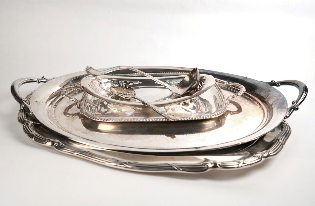 Assorted Silver Plate Trays, Serving Pieces (1 of 8)
