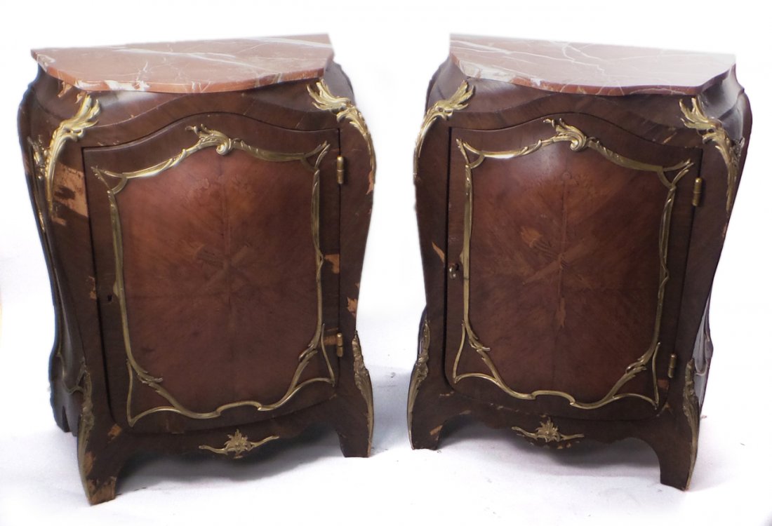 Pair Baroque-Style Marble Top Cabinets (1 of 10)