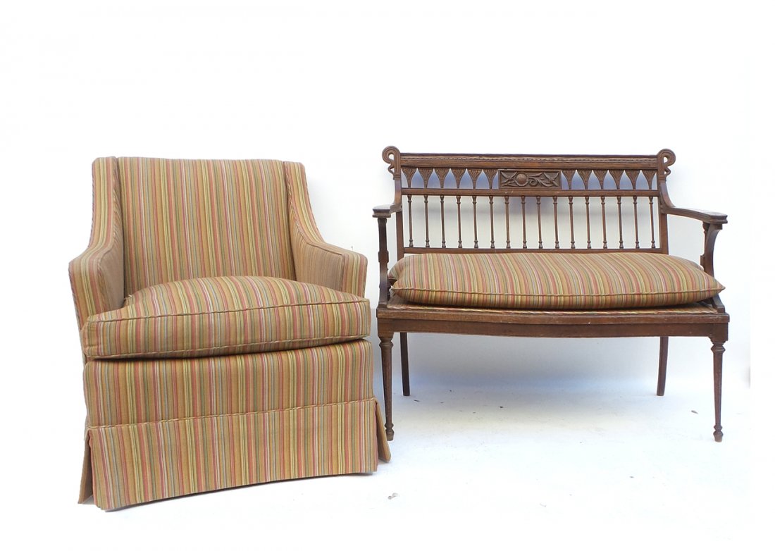 Victorian Spindle-Back Settee, Chair (1 of 10)