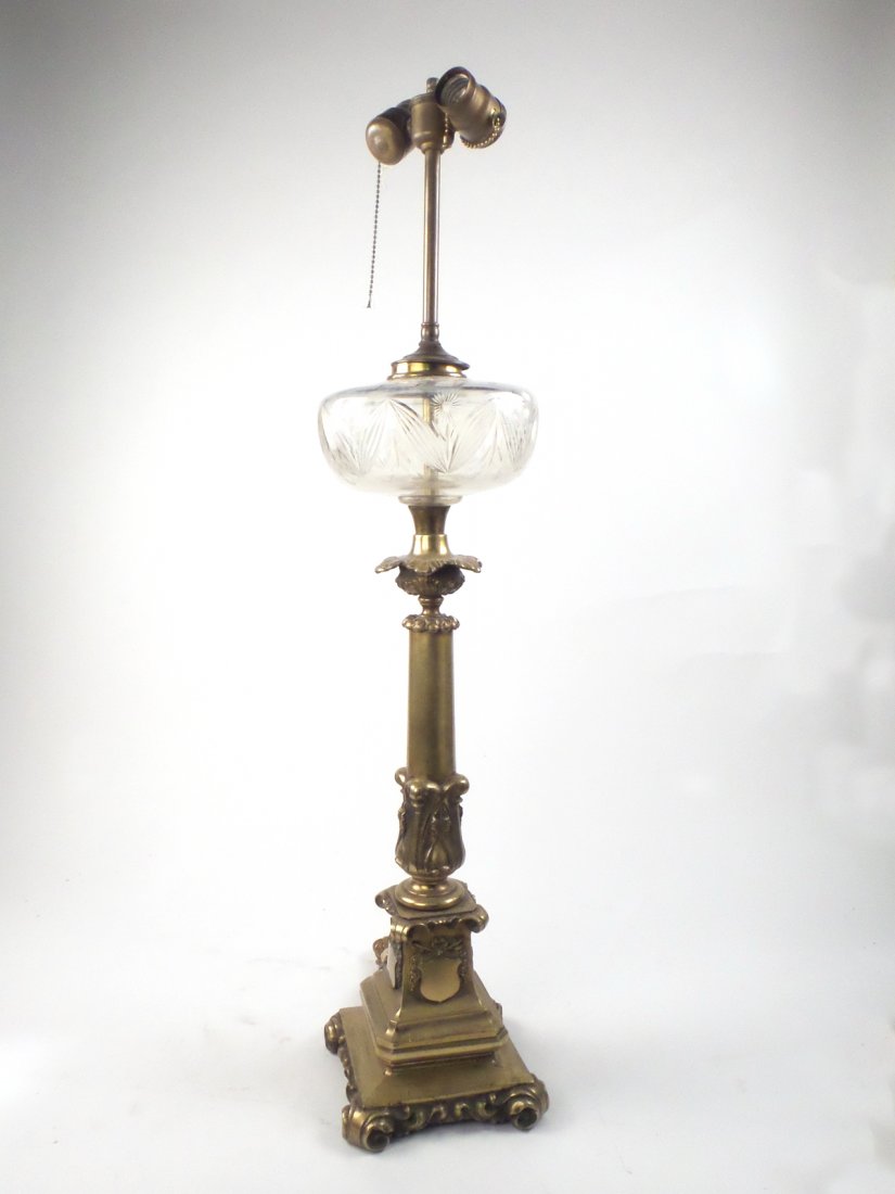 Brass and Crystal Column Lamp (1 of 8)