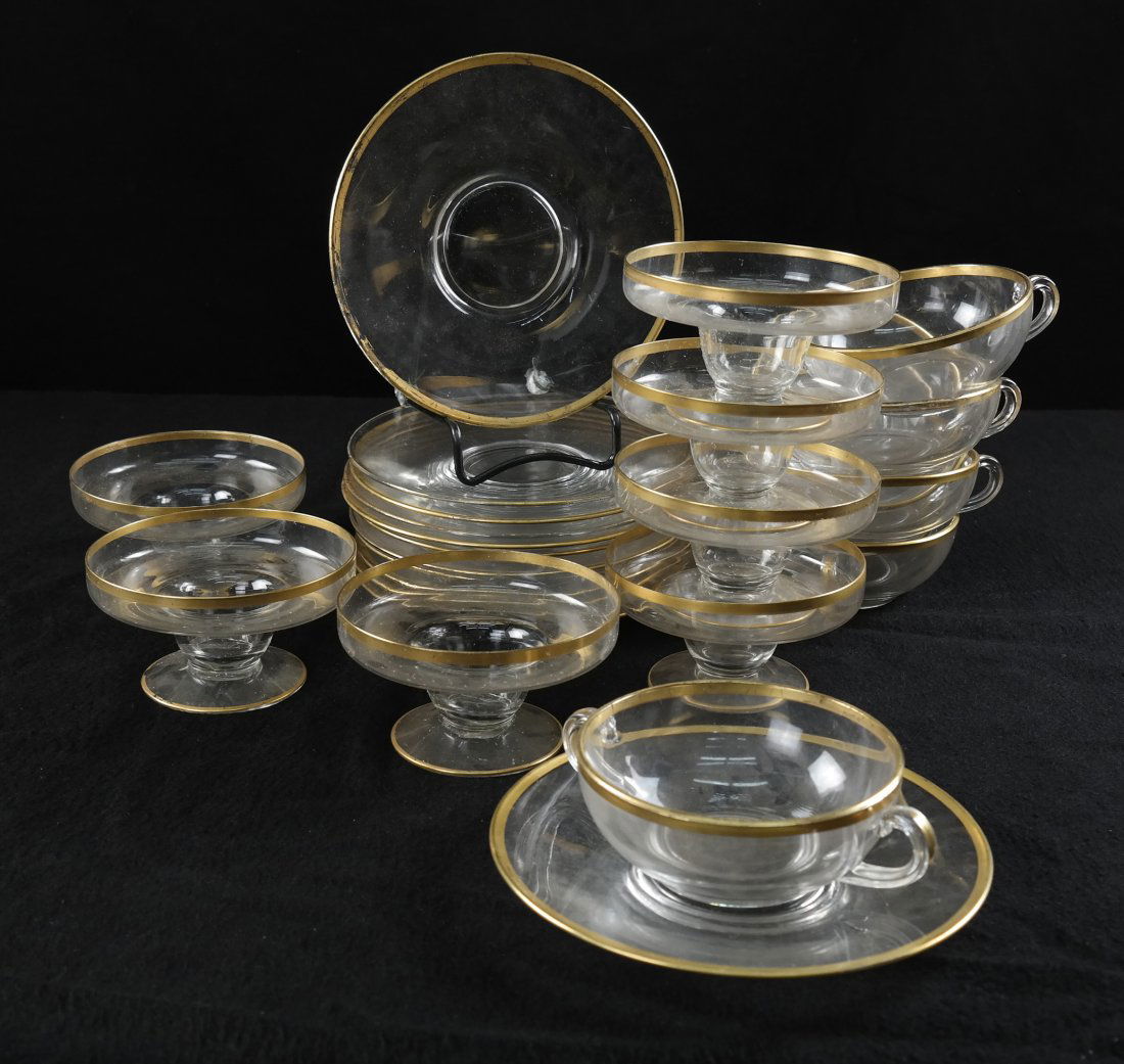 Partial Set of Gold Trim Glass Dishes (1 of 4)