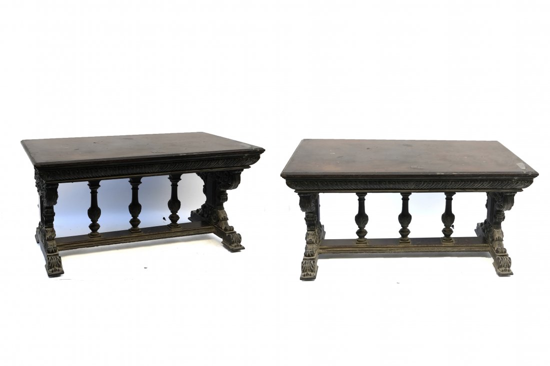 Pair Renaissance Revival Tavern Tables (1 of 7)
