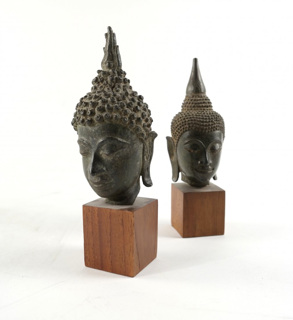 Two Thai Bronze Buddha Heads (1 of 7)