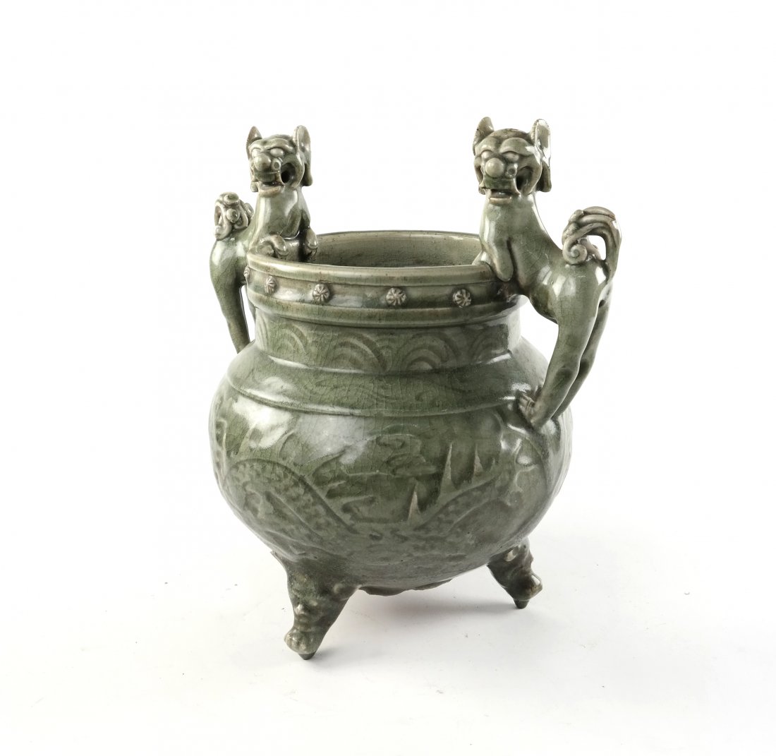 Chinese Green Footed Porcelain Jar (1 of 4)
