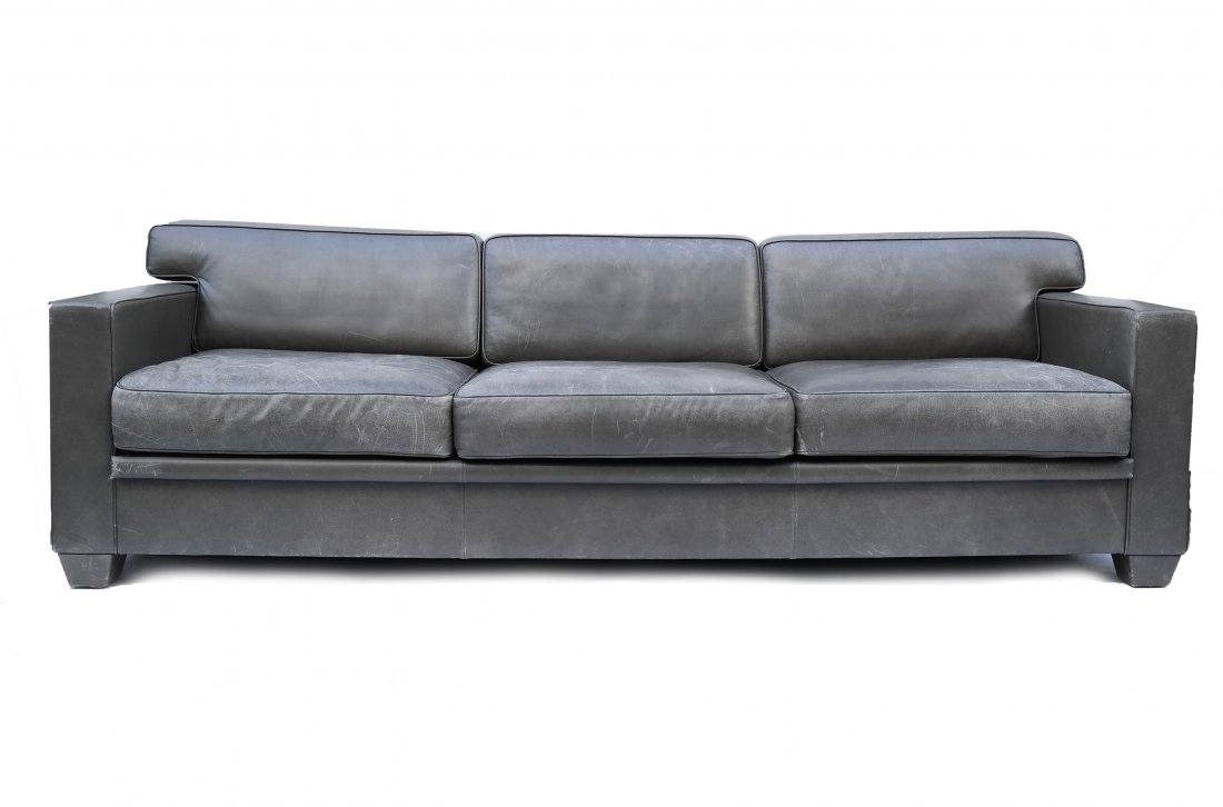 Jean Michel Frank Gray Leather Sofa (1 of 6)