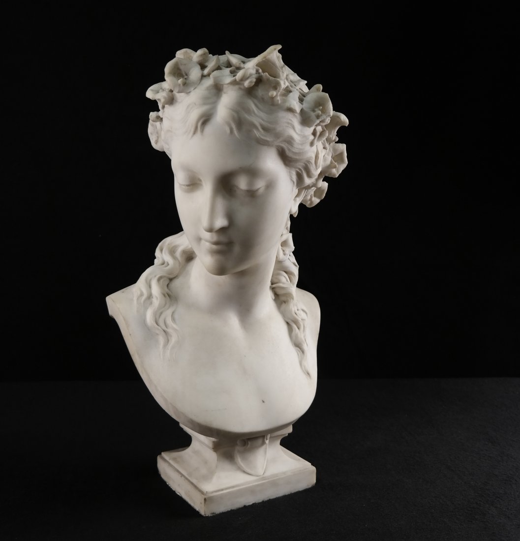 E. Aizelin Marble Bust of a Woman (1 of 10)