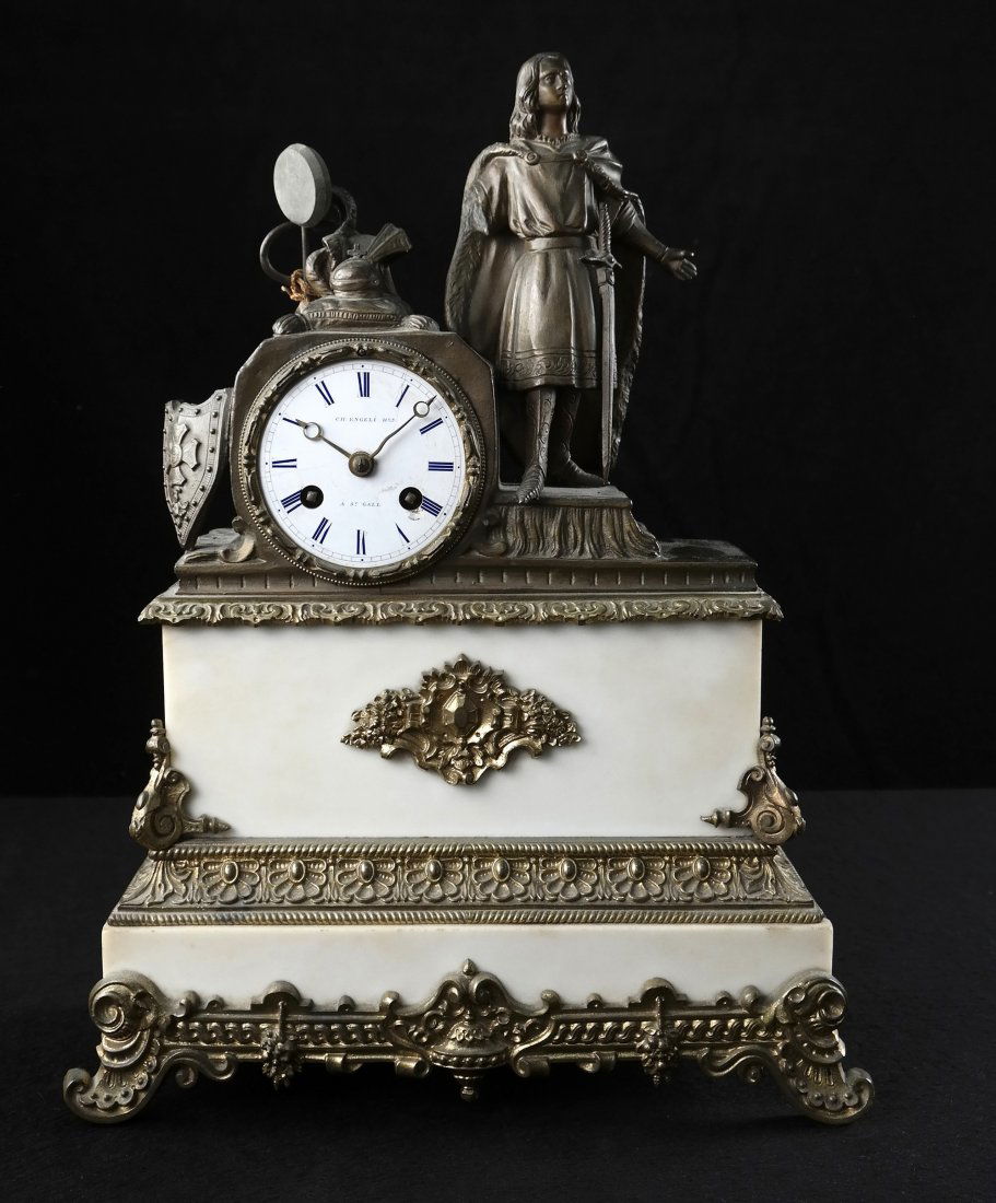 Mantle Clock with Caped Figure and Sword (1 of 8)