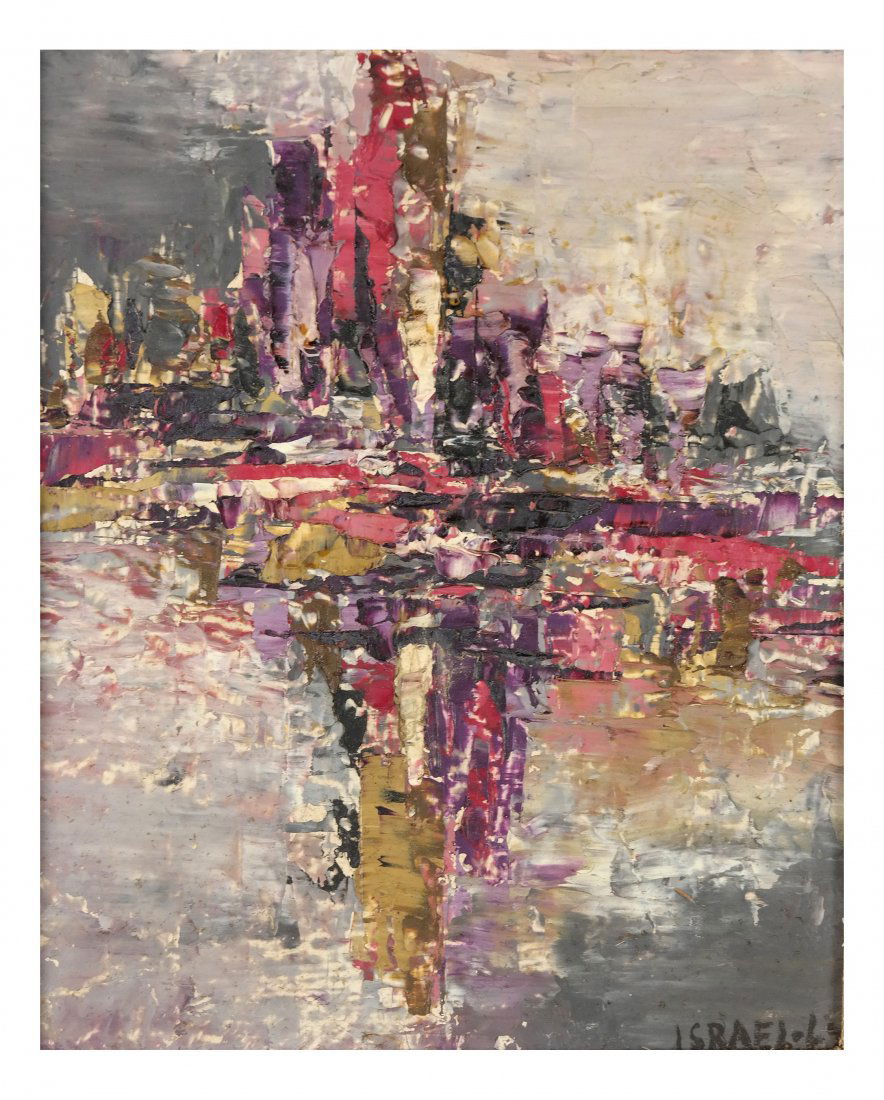 Israel L., City Scene, Oil on Board (1 of 4)